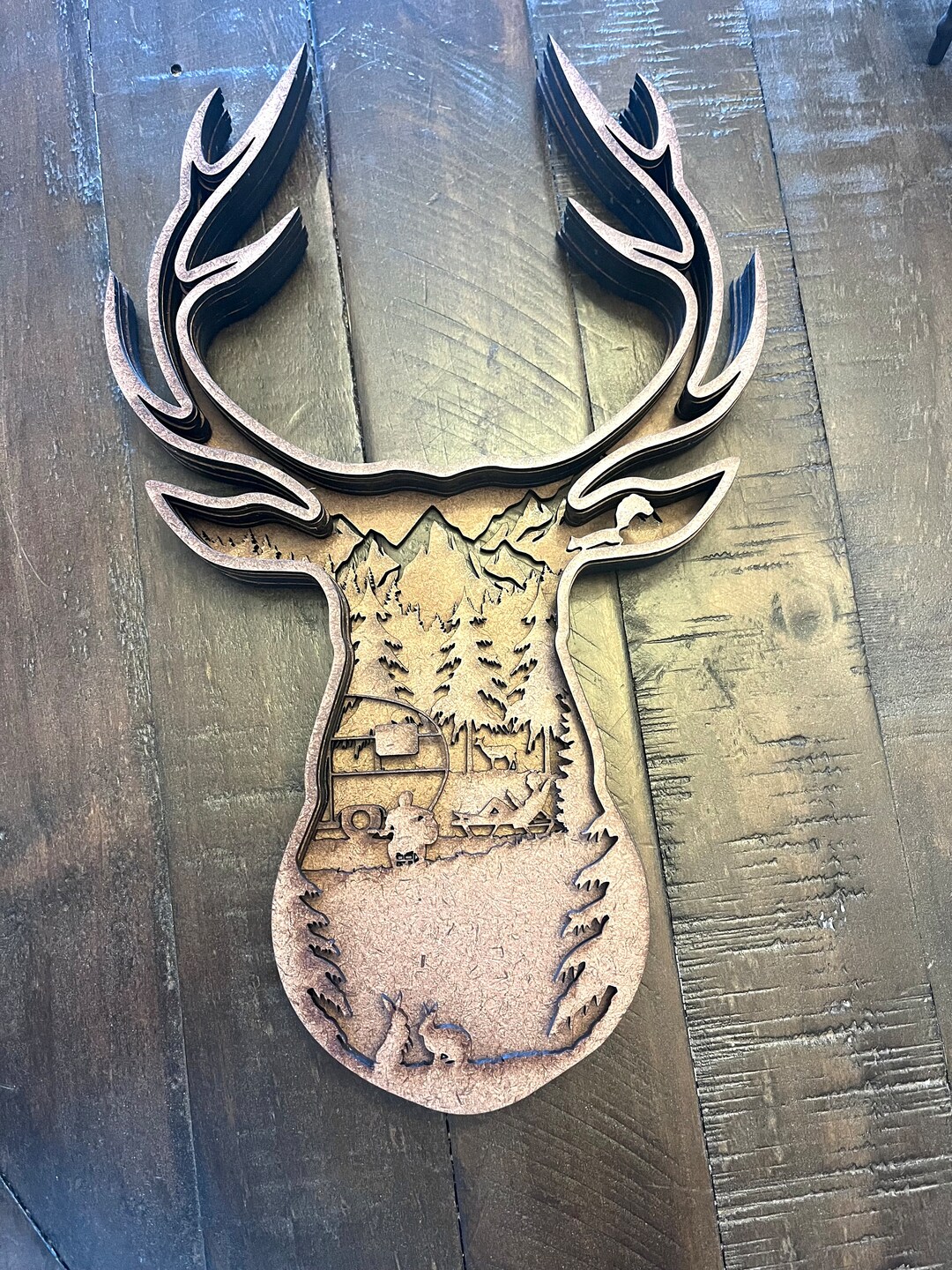 3D Deer Layered Art/ Wooden Layer Art/laser Cut Gifts/gifts for Him