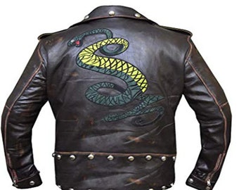 Handmade Fallout 3 Tunnel Snakes Rule Vintage Cafe Racer Real Leather & Synthetic Leather Mens Jacket