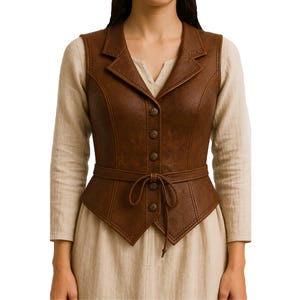 Handmade Women&#39;s Brown Medieval Leather Vest | Renaissance Costume Vest For Women | Genuine Leather Vest | Medieval Gifts | Gifts For Him