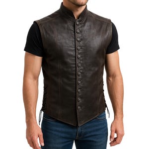 Medieval Mens Leather Vest Handmade | Renaissance Vintage Genuine Leather Vest | Medieval Vest Christmas Gift | Gifts for him
