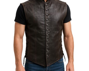 Middeleeuws leren herenvest handgemaakt | Renaissance vintage echt leren vest | Middeleeuws vest kerstcadeau | Cadeaus voor hem