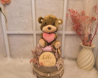 Windeltorte 2stöckig "Teddy" | Babyparty | Geschenk