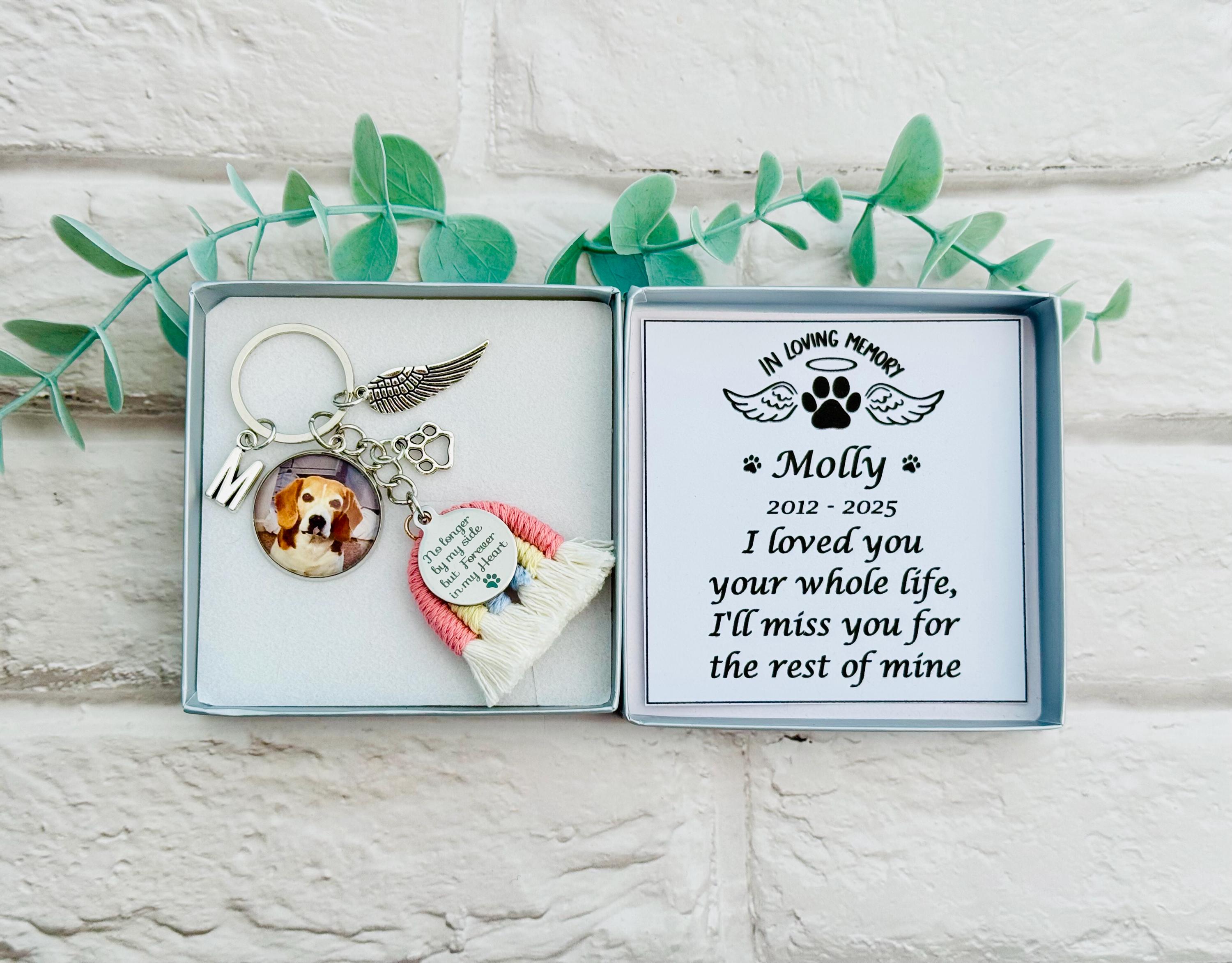 Personalized Pet Memorial Gift Photo Keychain: Rainbow , Dog Cat Loss ...