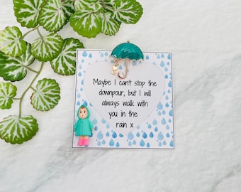 Umbrella Pin Badge Brooch - Friendship Gift , Thinking of You Friend , Sympathy , Comfort , Hug , Friendship