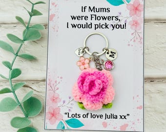 Mum Gift, Mum Keepsake Keying, Mum's Birthday Gift, Christmas Gift, Mothers Day Gift, Crochet Flower Keychain