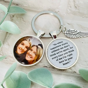 Personalized Photo Keyring: Bereavement Memorial Gift, Loss Loved ones, Plaque Memory Gift