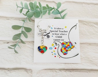Autism Awareness Keyring: Special Needs Teacher Thank You Gift , Teaching Assistant, Keyworker, ASD