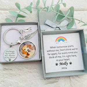 Personalized Pet Memorial Photo Gift Keyring: Dog Cat Loss Gifts , Pet Sympathy , Bereavement Keepsake