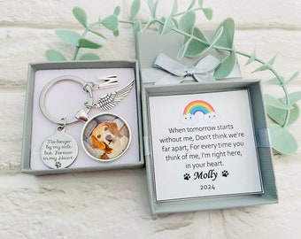 Personalized Pet Memorial Photo Gift Keyring: Dog Cat Loss Gifts , Pet Sympathy , Bereavement Keepsake