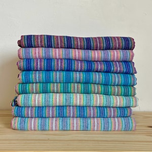 Mexican rebozo RAYADO • colorful base and fringe • 100% cotton • handmade in Oaxaca