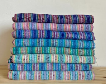 Mexican rebozo RAYADO • colorful base and fringe • 100% cotton • handmade in Oaxaca