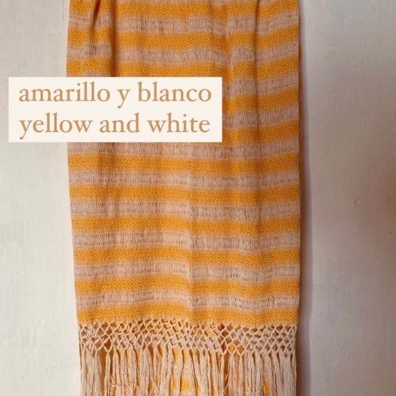 Mexican rebozo Calado thinner and lighter 100% cotton handmade in Oaxaca WHITE base and fringe zdjęcie 4