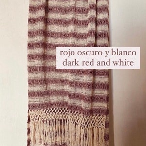 Mexican rebozo Calado thinner and lighter 100% cotton handmade in Oaxaca WHITE base and fringe zdjęcie 2
