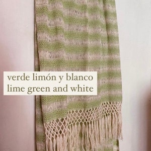 Mexican rebozo Calado thinner and lighter 100% cotton handmade in Oaxaca WHITE base and fringe zdjęcie 5