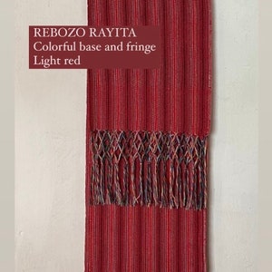 Mexican rebozo Rayita colorida colorful base and fringe 100% cotton handmade in Oaxaca zdjęcie 4