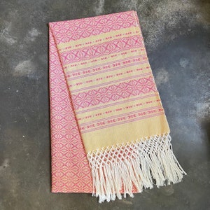 Mexicaanse rebozo FLOR • combinatie van TWEE kleuren • 100% katoen • handgemaakt in Oaxaca • patronen over de hele rebozo