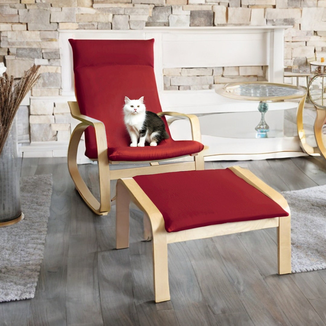 IKEA POANG Chair and Ottoman Covers Burgundy Wine Red Velvet Etsy