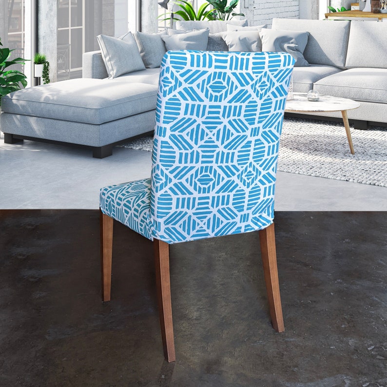 IKEA Henriksdal Dining Chair Cover Patterned Turquoise Blue Etsy