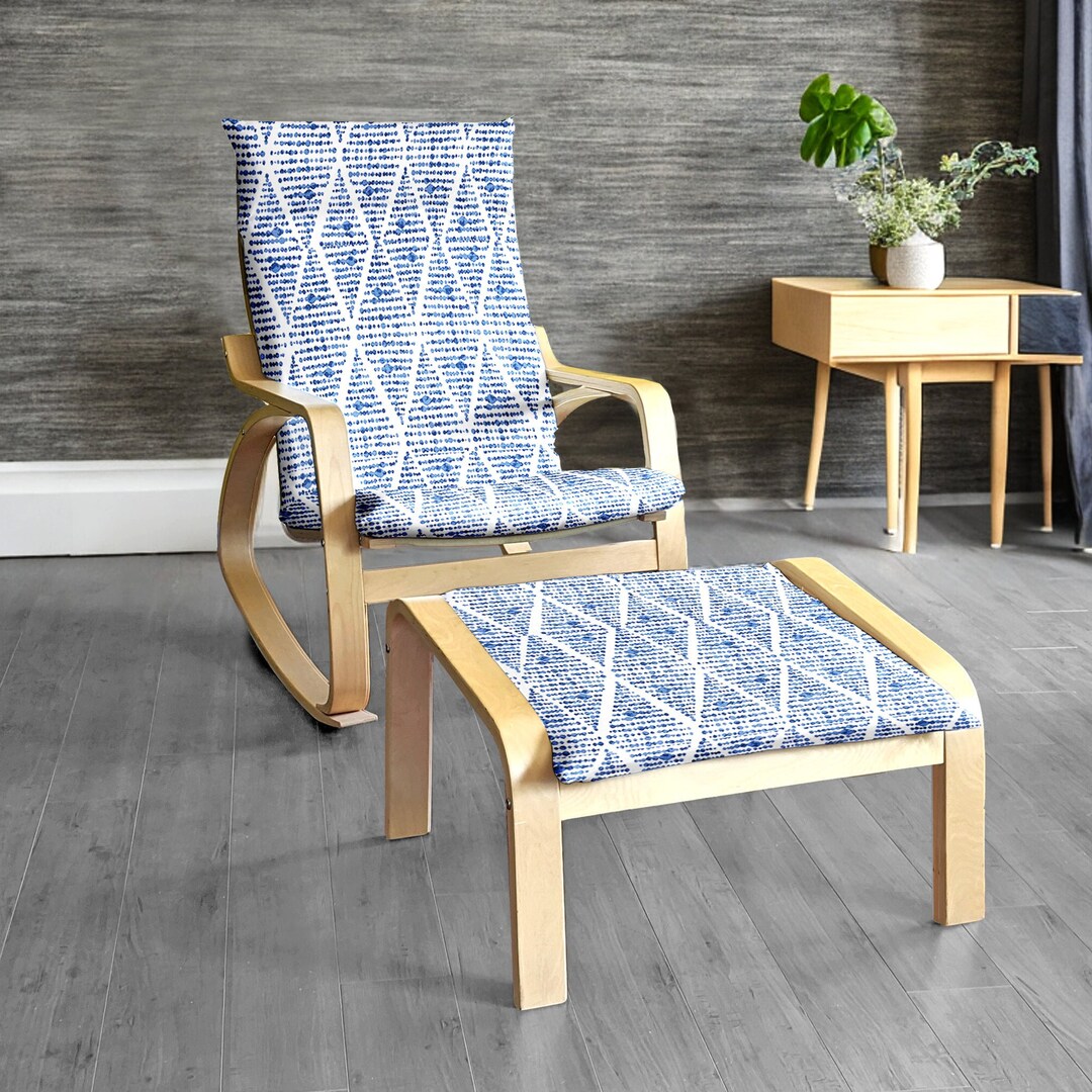 IKEA POANG Chair and Ottoman Covers Boho Indigo Blue Diamond Etsy