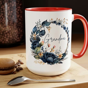 Boho Grandma Mug, New Grandma Mug, Gift for Grandma for Mom Gifts, Mother's Day Gift for Mom Birthday, Boho Wreath Mug Grandma, Flower Mug