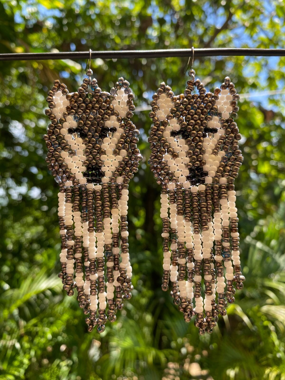 Wolf Beaded Earrings Etsy UK