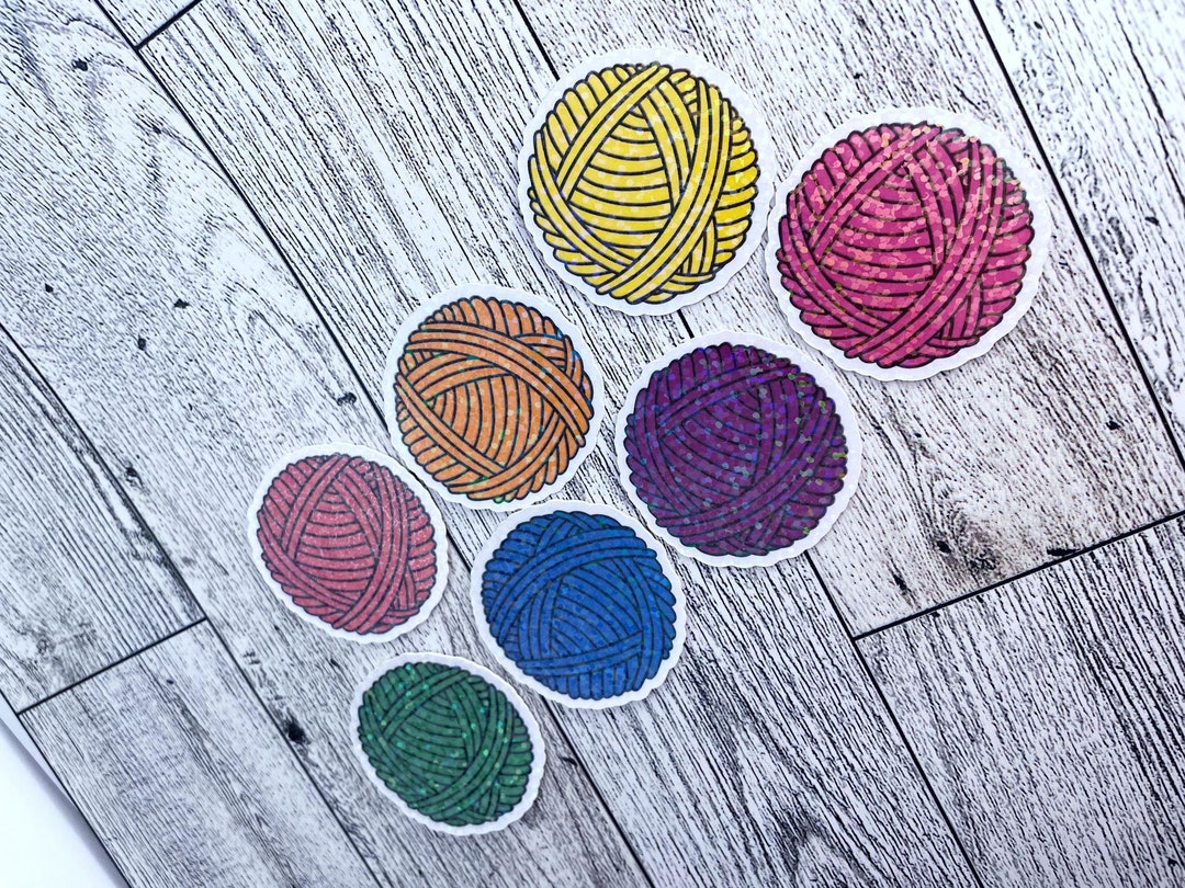 Holographic Yarn Ball Waterproof Sticker Etsy