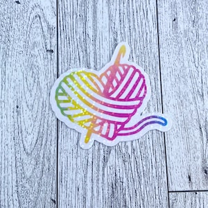 Holographic Rainbow Yarn & Hook Waterproof Sticker