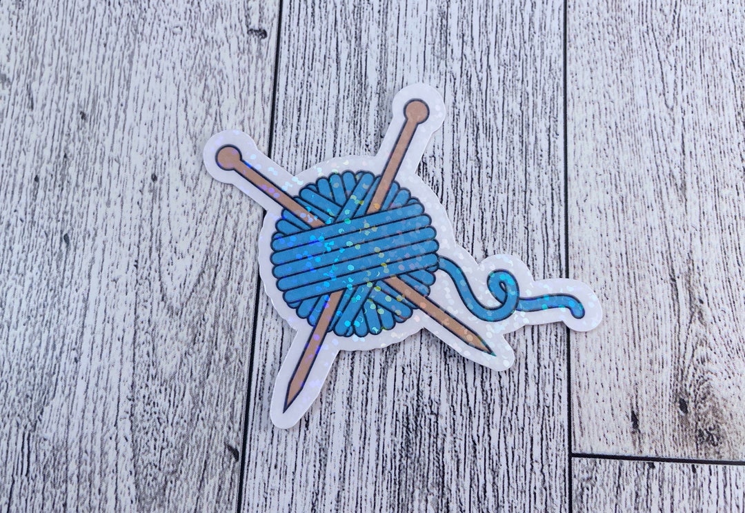 Holographic Yarn Ball Knitting Needles Waterproof Sticker Etsy
