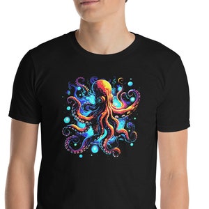 Psychedelic Space Octopus T-Shirt - Unique Unusual Gift