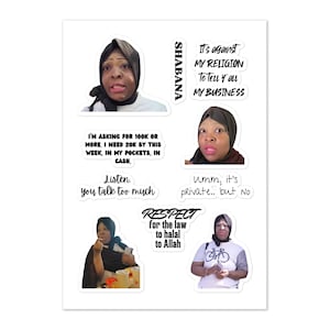 Oniija Robinson Sticker Pack Viral Meme Lustiges Zitat Aufkleber Amerikanisch in Pakistan Social Media Humor Kuss Cut Sheet für Laptops & Journals