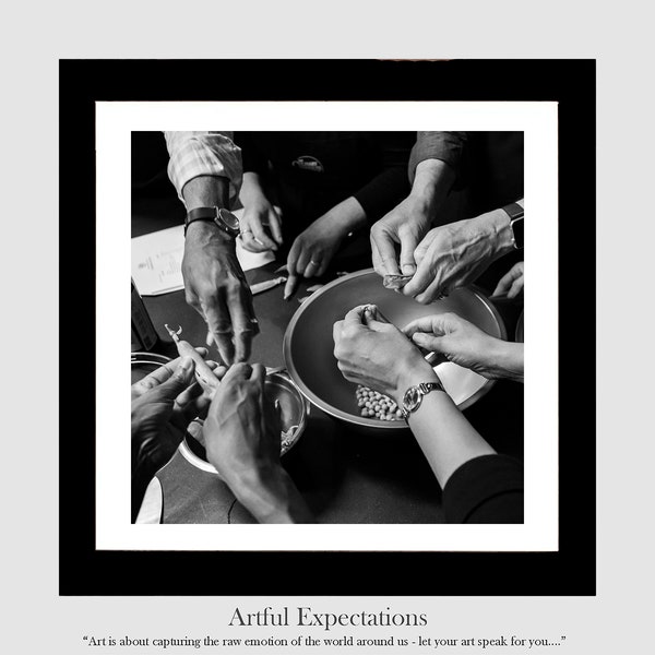 Cooking art print DIY home décor home decorating art print yourself photo gift house warming black and white photography pea shucking party