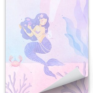 Mermaid Under the Sea Magnet Notepad 4.25” x 9.25” | home office kitchen refrigerator notes to do list grocery password gratitude ocean fish