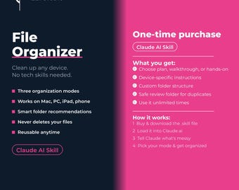 File Organizer AI Skill for Claude — Digital Download