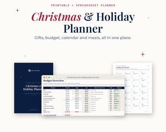 Christmas Planner Printable & Spreadsheet, Holiday Gift Budget Tracker