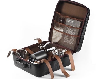 10-Piece Premium Travel Coffee Set: Manual Grinder, Cups & Filters in PU Bag