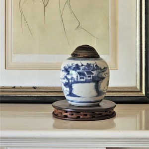 Antique Blue and White Ginger Jar from the Late Ming or Early Ching Dynasty