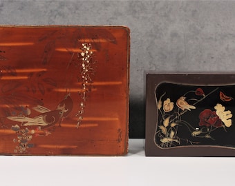 Vintage Sankyo Japan Wood Music Jewelry Box Yellow Velvet