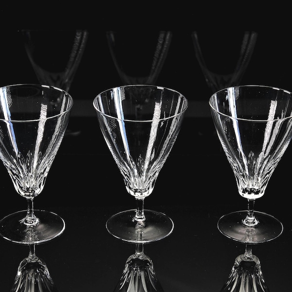 Three Mid-century Modern Crystal Small Wine or Sherry Glasses