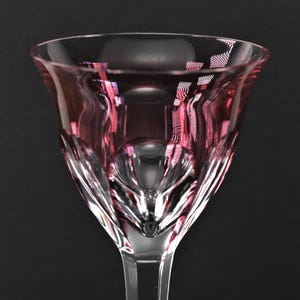 Vintage Moser Glass Ruby Flash Wine Stem Panel Cut Adela Malikoff Pattern Single