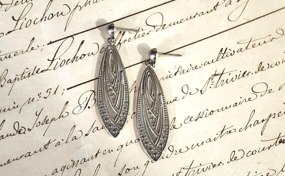Art Deco Earrings Antique Dangle Statement - image 1