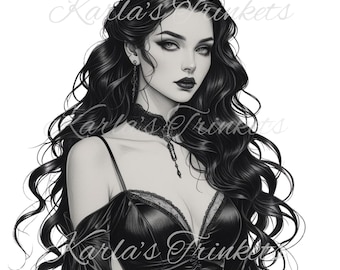 Gothic Schwarz Weiß Clipart: Halloween Dark Art PNG (Digital Download)