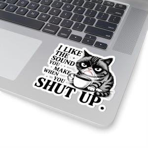 Grumpy Cat Funny Sticker Kiss-Cut Stickers, Cat Lover Gift, Laptop Decal, Water Bottle Sticker, Funny Humor Decal, Animal Lover Gift