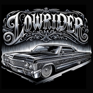 Cholo Lowrider Clipart, Latino Art, Black and White PNG (Digital Download)