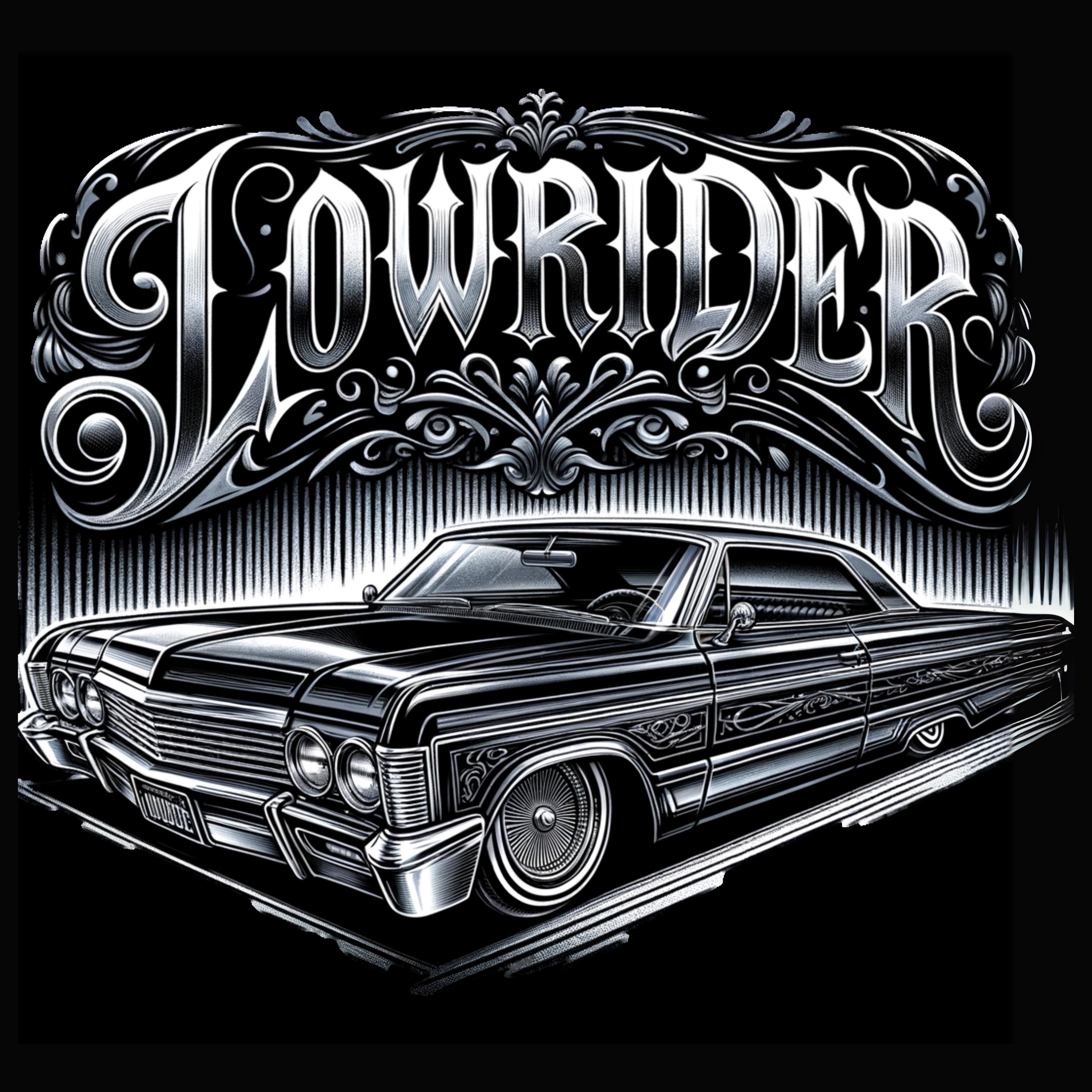 Cholo Vintage Car, Lowrider Clipart, Latino Art, Black and White PNG ...