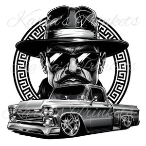 5 Mexican Clipart, Latino Black and White Sublimation PNG, Latina Clipart, Chicano Art, Cholo Lowrider Digital Download