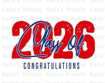Klasse von 2026 Abschluss PNG, Herzlichen Glückwunsch graduiert SVG (Digitaler Download)