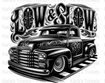 Chicano Lowrider Clipart, Latino Black and White PNG (Digital Download)