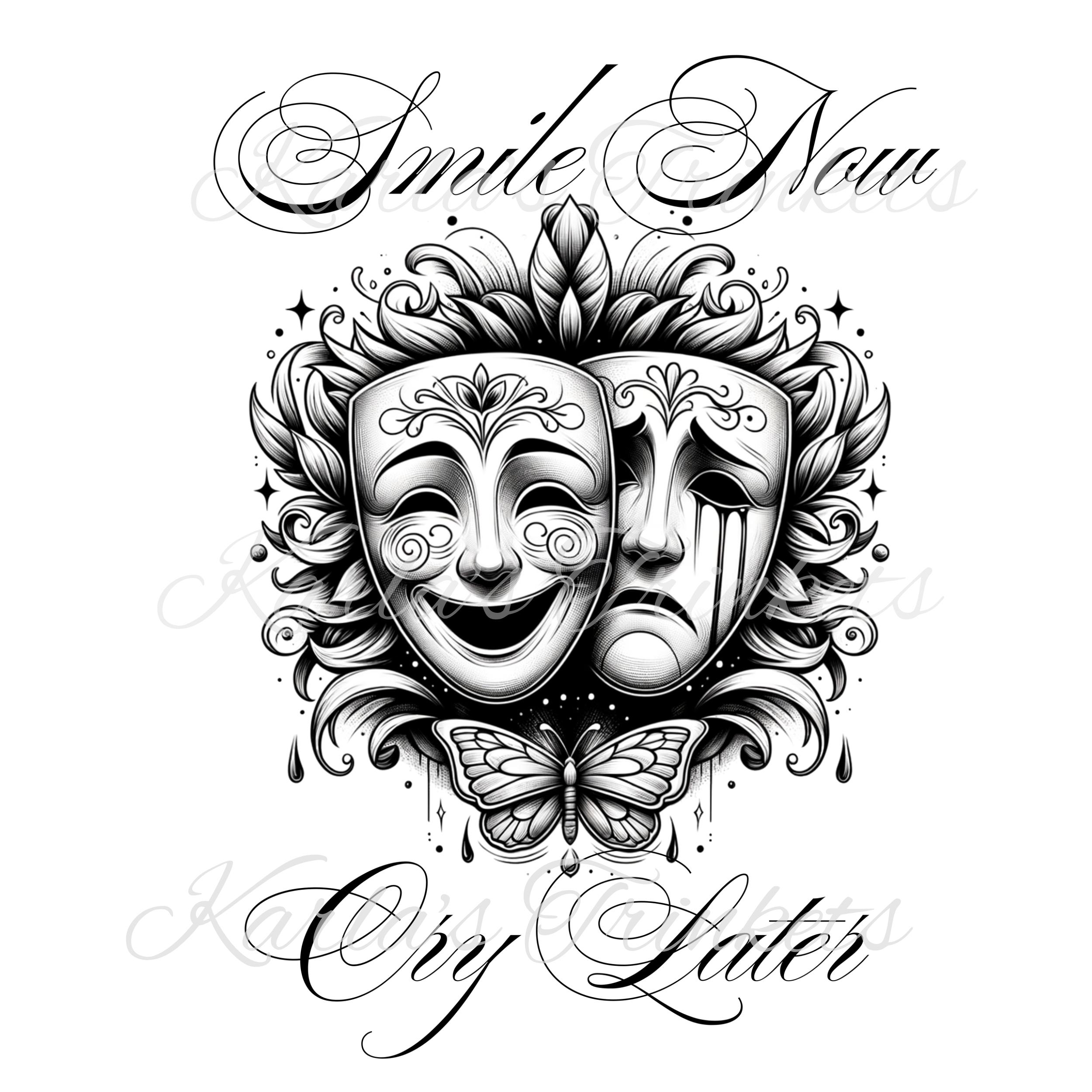 Chicano Lowrider Art, Smile Now Cry Later Masks Clipart (digital