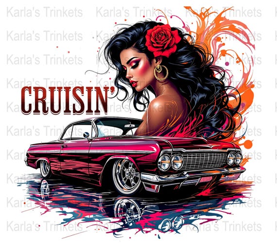 Chicano Lowrider Clipart, Latina Art, Cruisin' PNG (digital