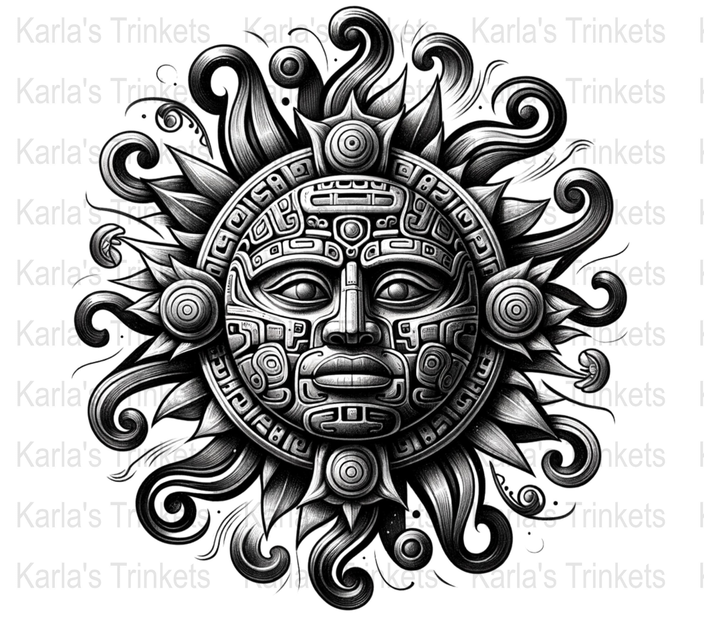 Aztec Sun God Clipart, Latino Black and White PNG (digital Download) - Etsy